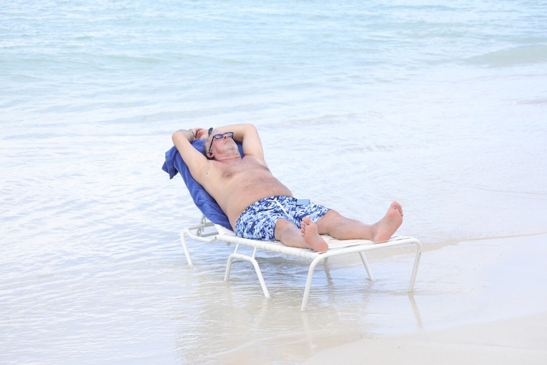 celebrity relaxing on beach
